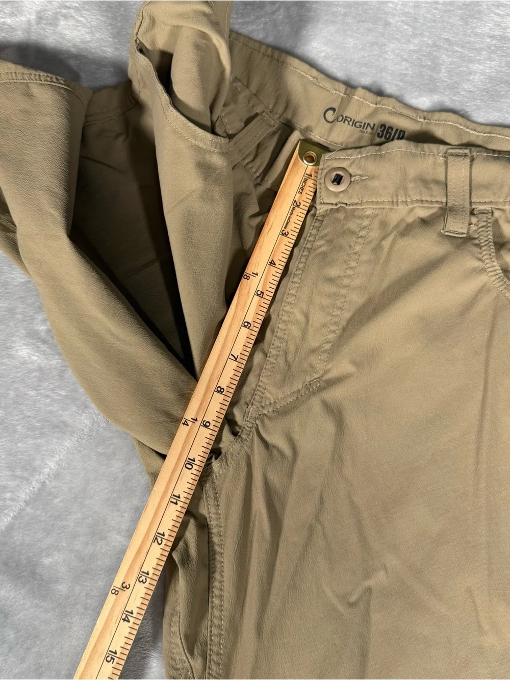 Origin Nyloc Pants Mens 36R (Fits 36x29) Stretch Hiking Made In USA Brown
